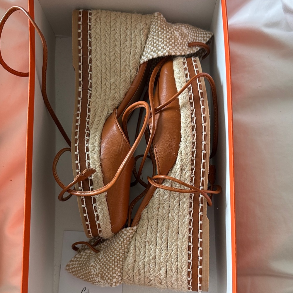 Dark Tan Espadrille Wedge Sandals - Castaner 35 EXCELLENT condition - Picture 12 of 15